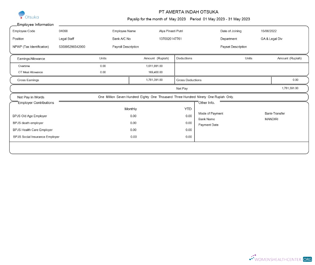 Download PT. Amerta Indah Otsuka payslip template in Word and PDF formats.pdf, 1 Photoshop template